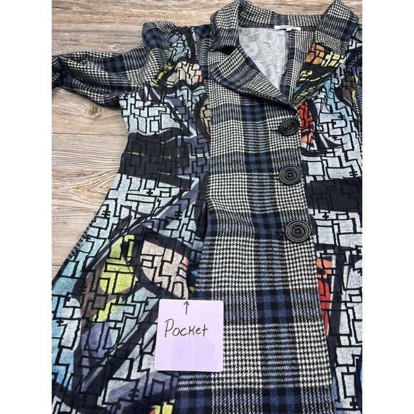 Violet Ruby Long Cardigan Sweater Jacket Eclectic Urban Art To Wear Size Large - Picture 8 of 16